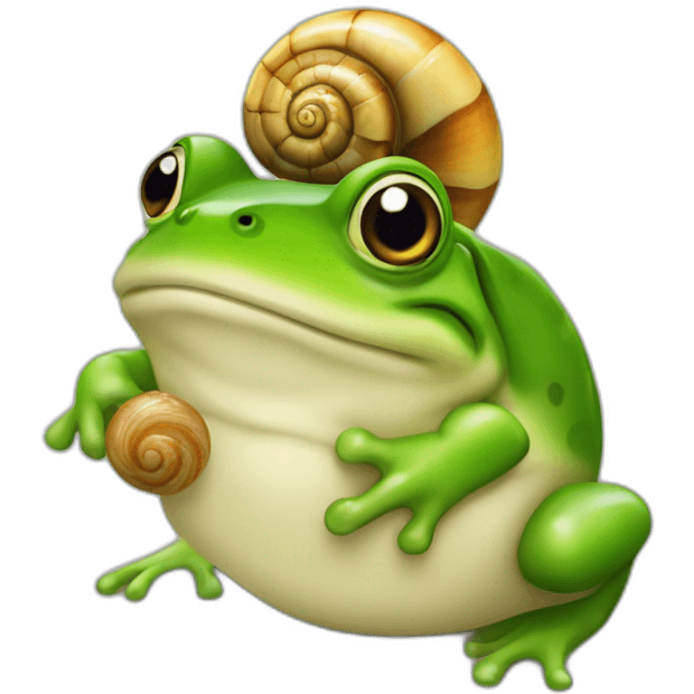 Grenouille avec un escargot sur la tête  emoji