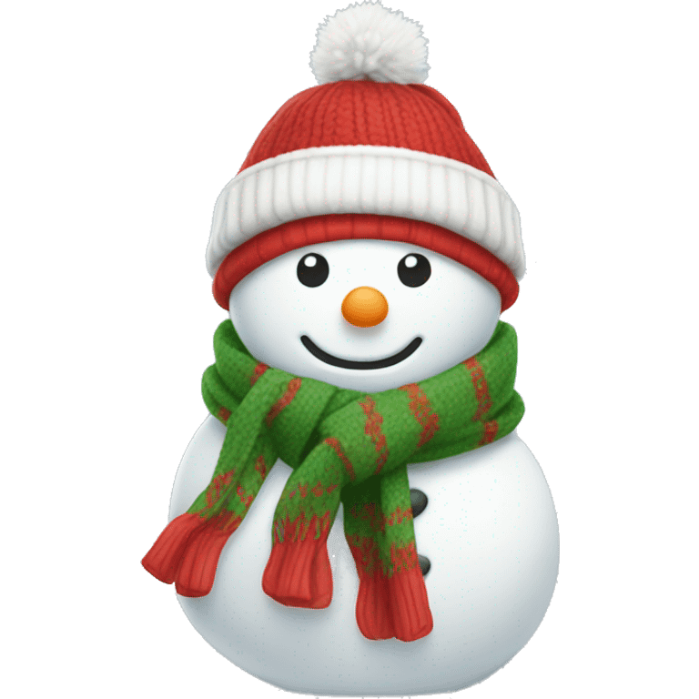 Cute snowman with a red-white-green scarf  emoji