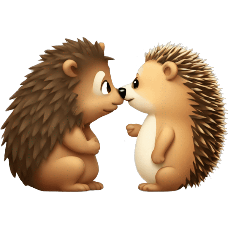 Hedgehog kissing bear emoji