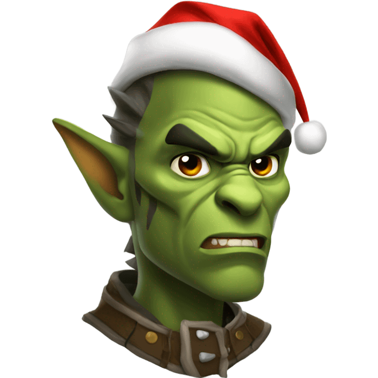 Fierce Orc ranger wearing santa hat emoji