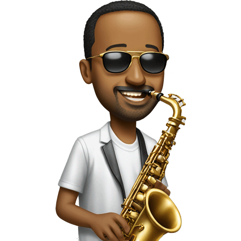 abiy ahmed playing saxophone with sunglasses  emoji