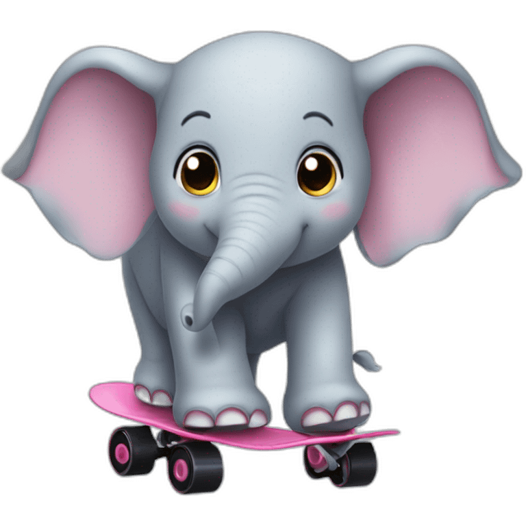 Cute elephant in small skates emoji