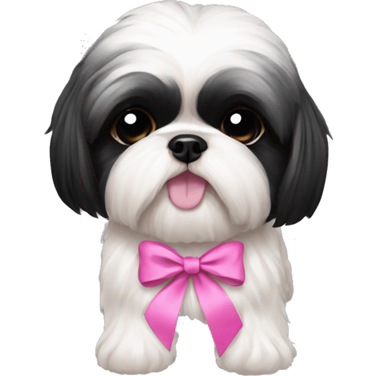 shihtzu black with pink ribbon emoji