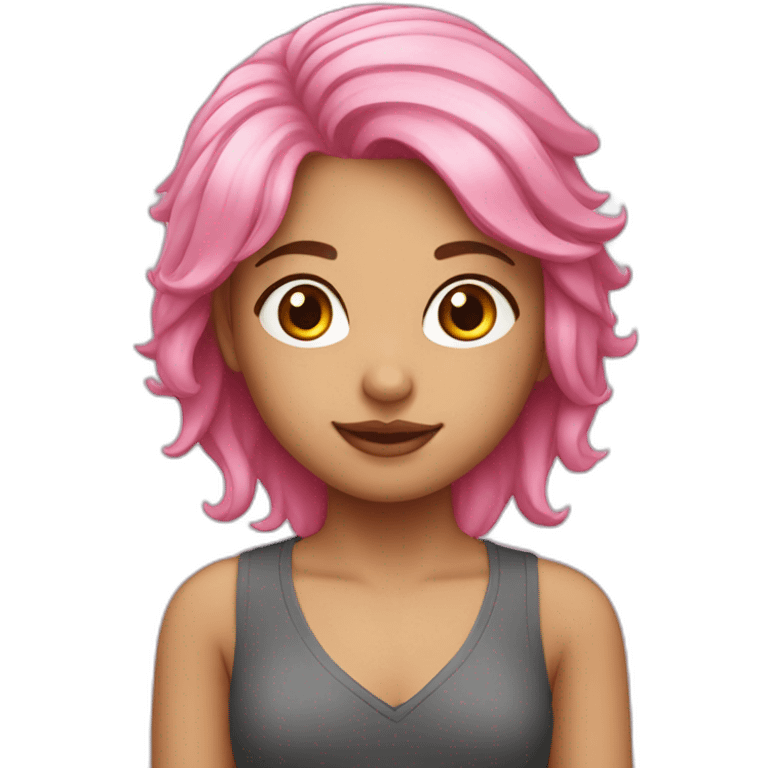 eurasian girl with pink hair emoji