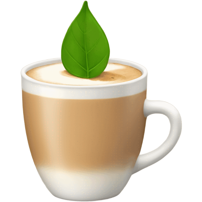 Chai latte with a leaf on the cup emoji