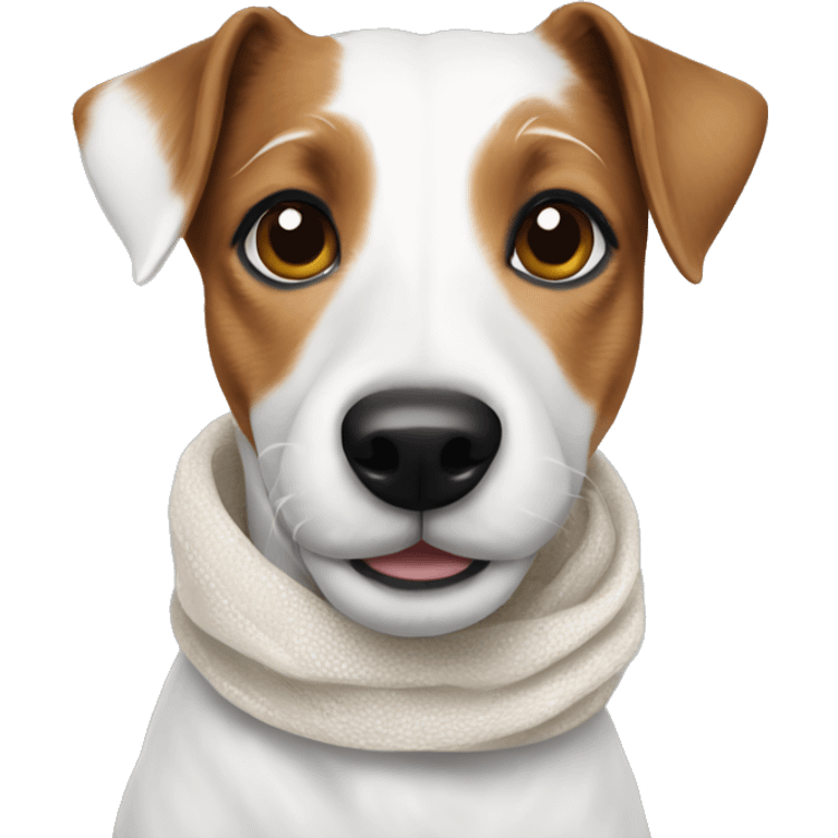 jack russell terrier wearing a white scarf emoji