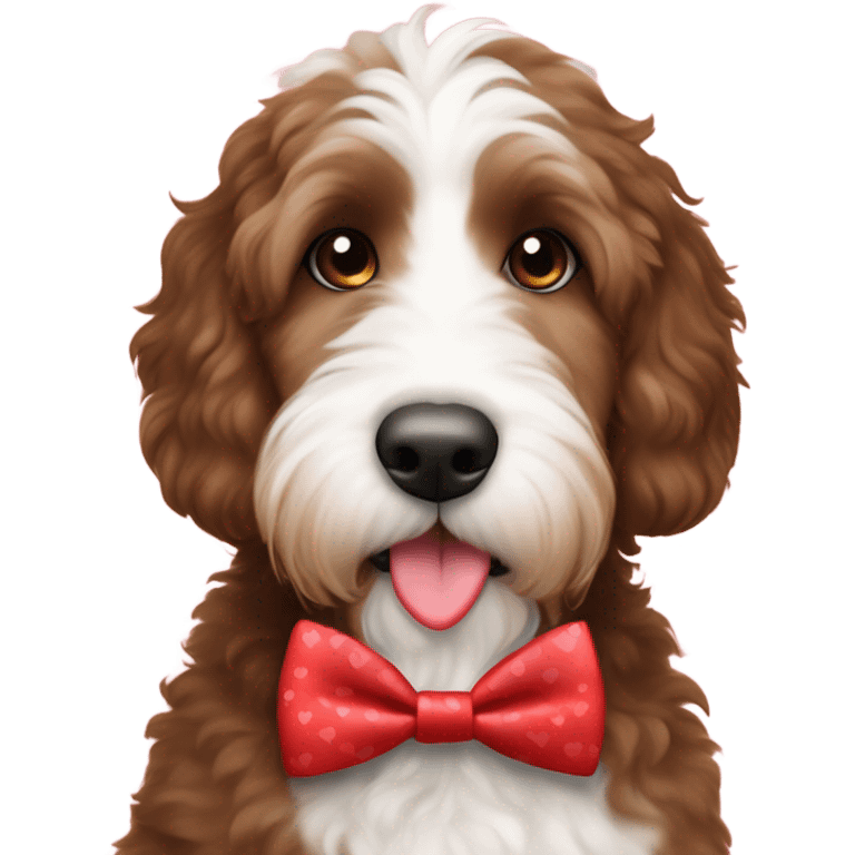 Bernedoodle dressed for Valentine’s Day emoji