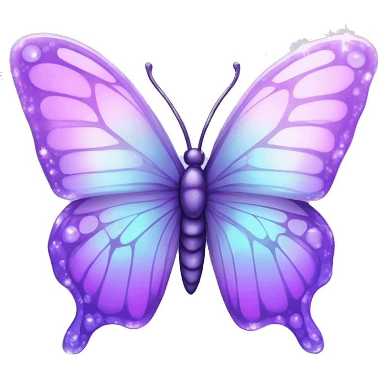 Sparkly Pastel purple-gradient iridescent glass butterfly emoji