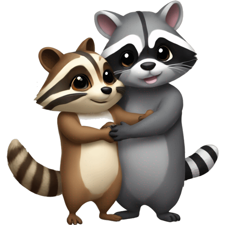 Raccoon and hamster holding hands  emoji