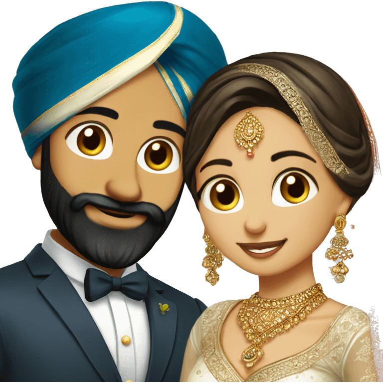 Sikh bride and groom full potrait with groom having nice full beard well maintained emoticon emoji