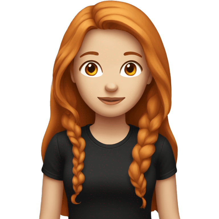 girl with long ginger hair in black t-shirt  emoji