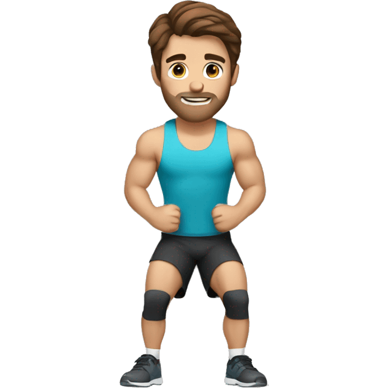 Guy with brown hair working out emoji