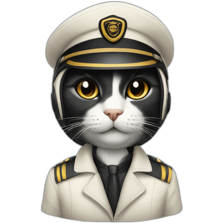 cat pilot with black and cream face emoji