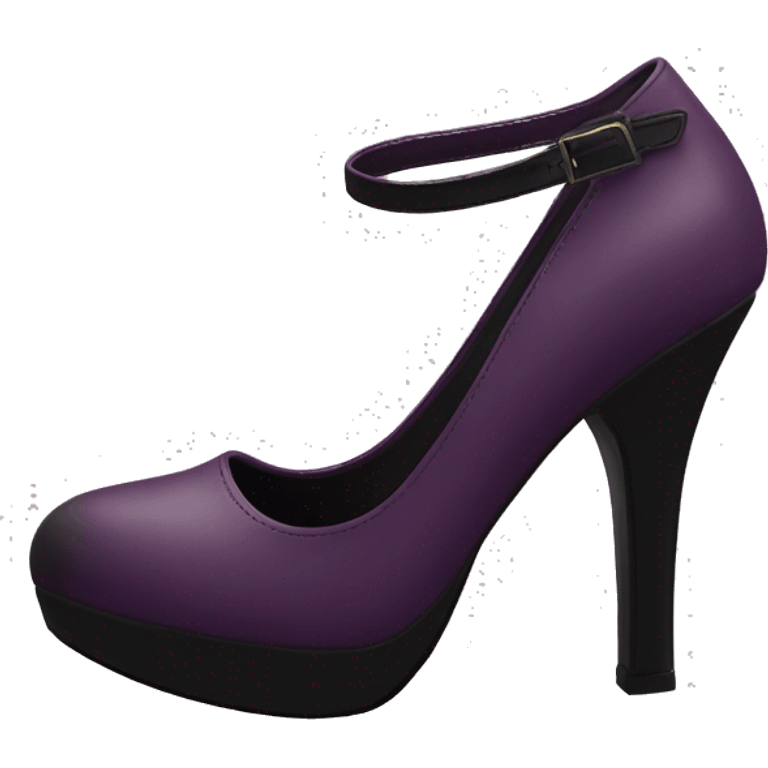 Realistic pair of dark plum purple with black details closed toe high high heel emoji