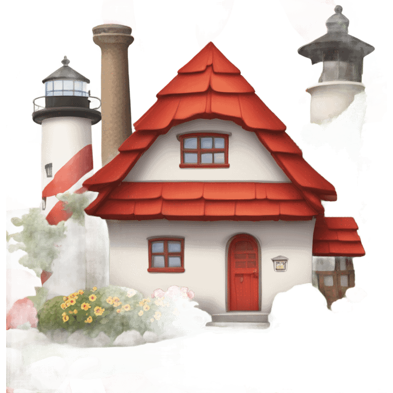 Cottage and lighthouse  emoji