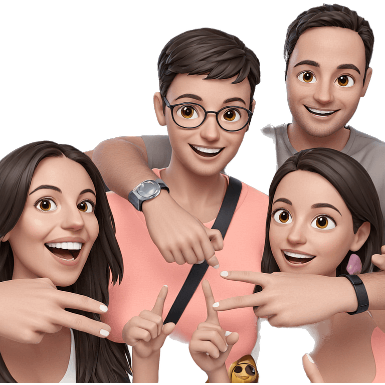 smiling girl with friends emoji