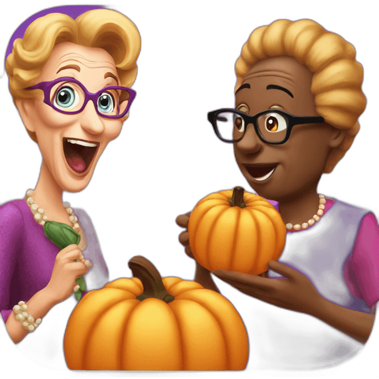 Clay Davis eating pumpkins with dame edna emoji