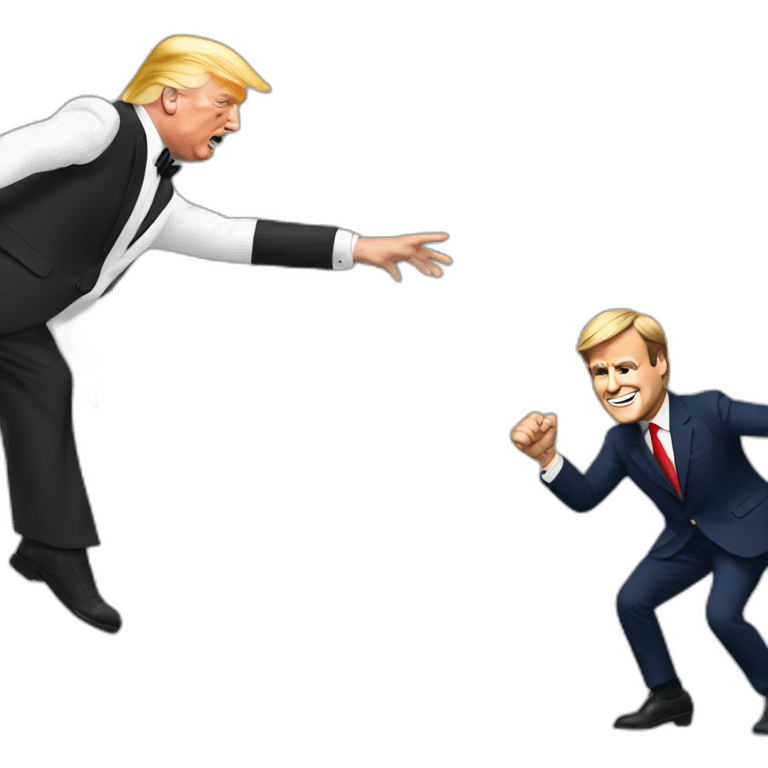 donald trump dancing with emmanuel macron emoji