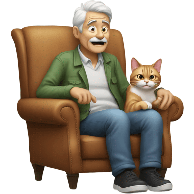 Old cat farting on a man emoji