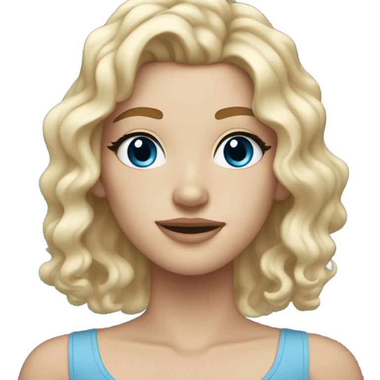 Blond wavy hair with brown roots , blue eyes, white skin, freckles and long eyelashes  emoji