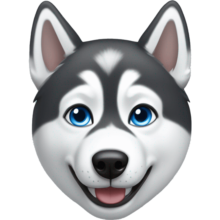 Husky with one brown eye and one blue eye smiling with tongue sticking out to side  emoji