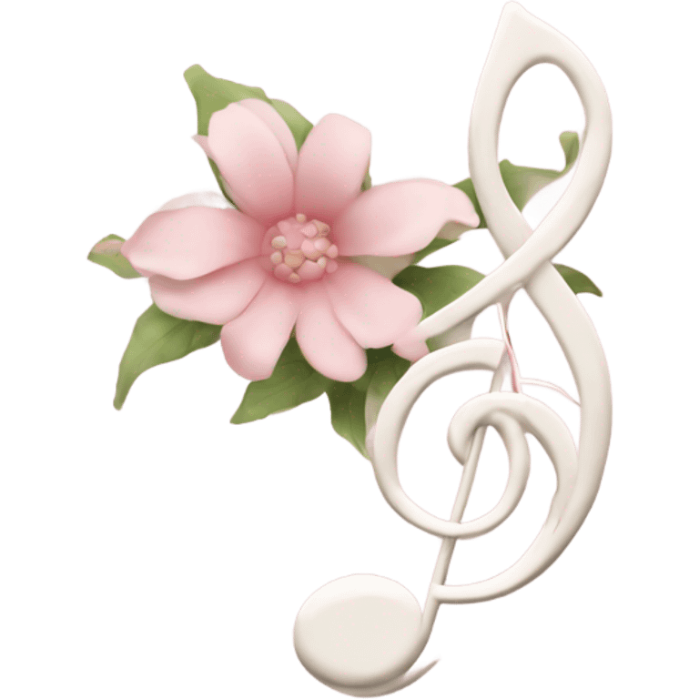 Pale pink music note with pale pink flower  emoji