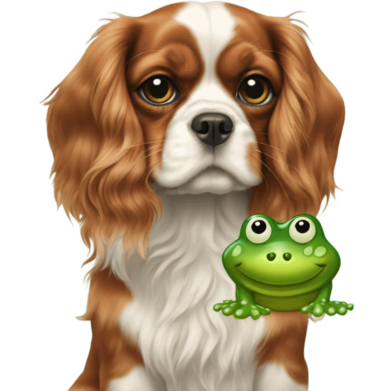 Cavalier dog and a frog emoji