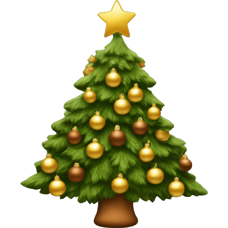 Christmas tree with brown and gold ornaments emoji