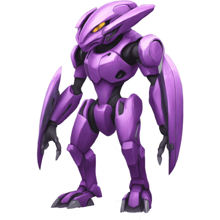 a Genesect-Raptor-Fakémon—hybrid with a futuristic visor-helmet full body emoji