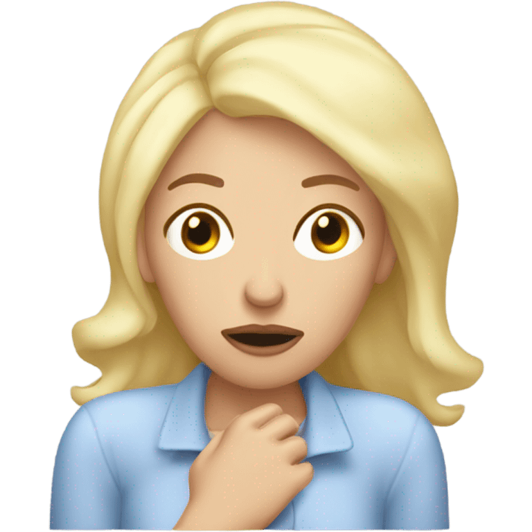 Lady lying down with blonde hair feeling sick after eating too much Christmas turkey emoji