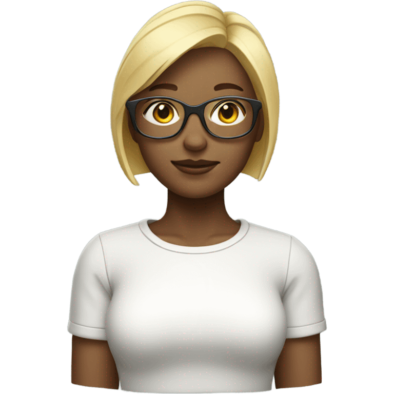 blonde girl with short hair glasses light vr emoji