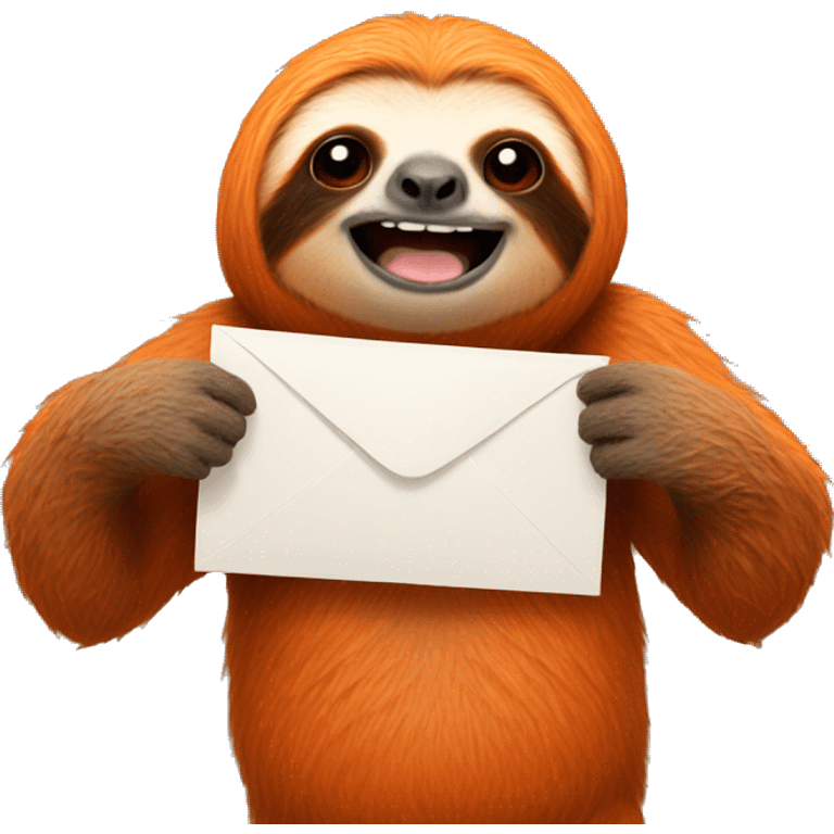 orange sloth holding a letter emoji