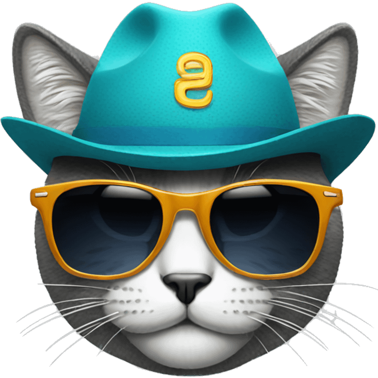 cool cat with sunglasses and hat emoji