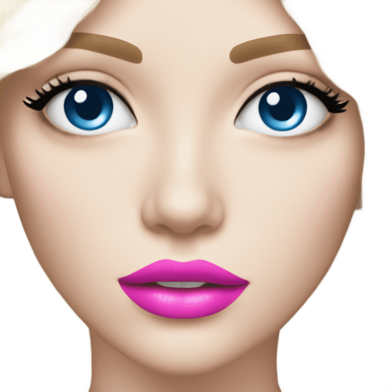 Hot girly pale blonde with blue eyes and pink lips wearing Chanel emoji