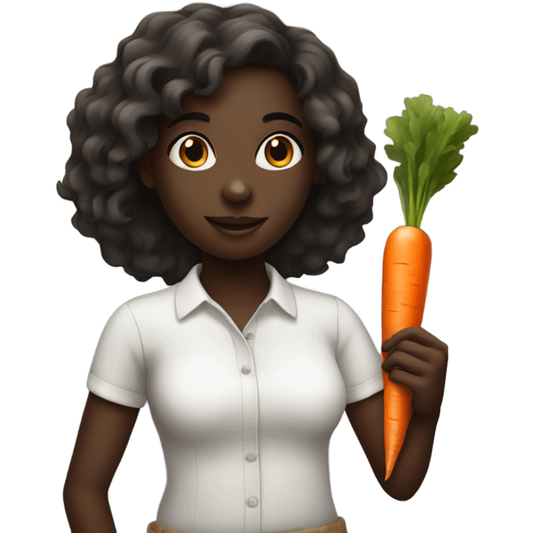 Dark skin girl holding a carrot emoji