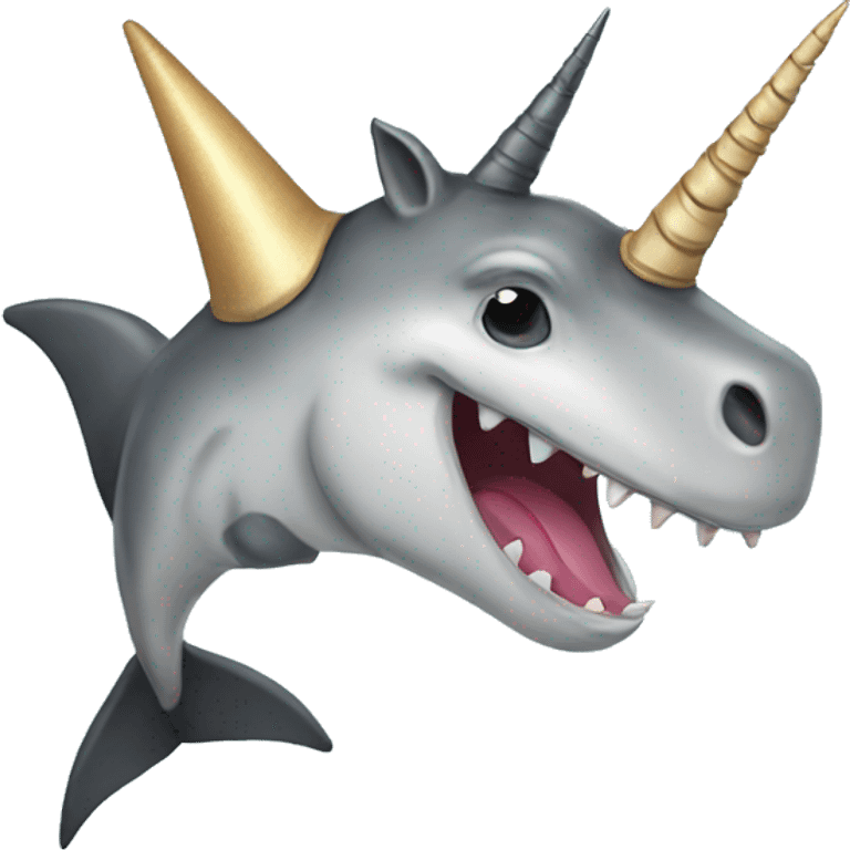 Unicorn with shark fins emoji