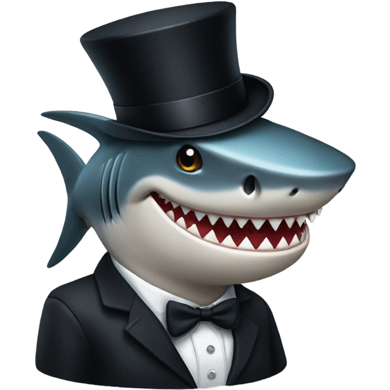 Shark with a top hat emoji