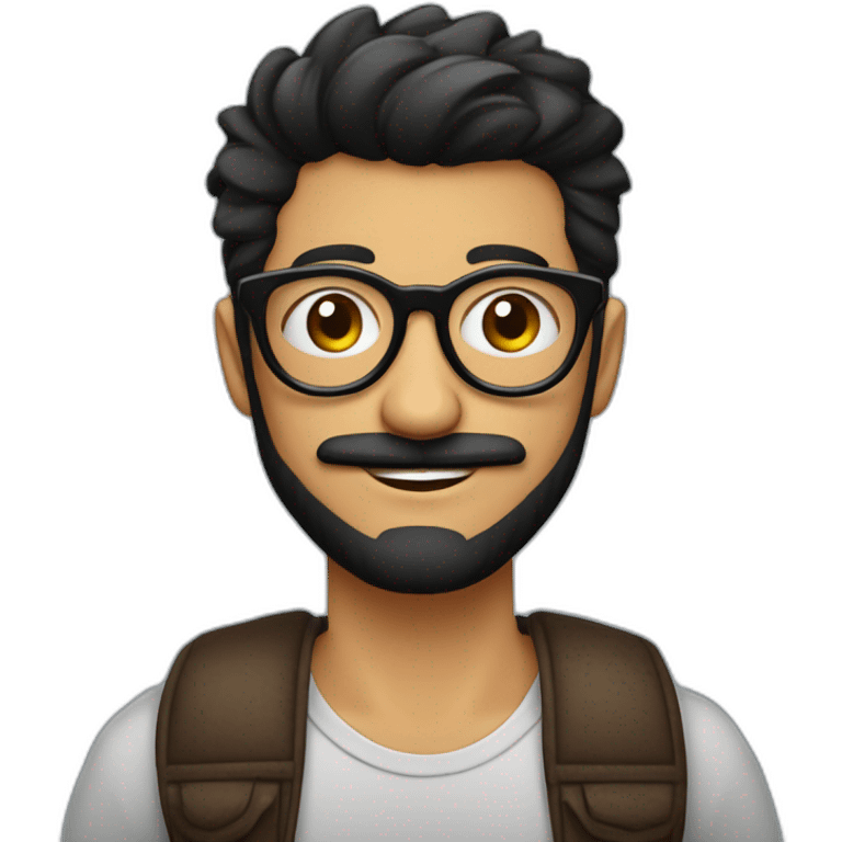 chico guero con lentes hipster, cabello negro despeinado con arete en la oreja izquierda sin barba sin bigote emoji