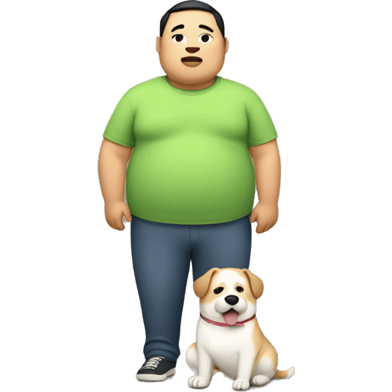 Fat Asian man holding a dog emoji