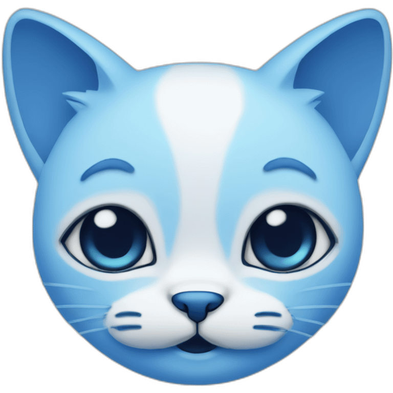 Blue simplistic sketch of a cute cat face emoji