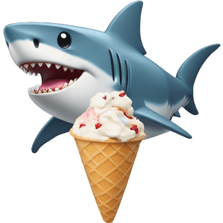 Shark holding ice cream  emoji