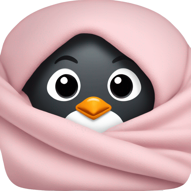 Cozy penguin in light pink blanket  emoji