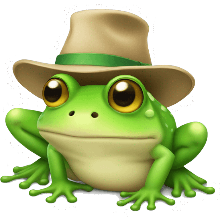 Cute green frog in a hat emoji