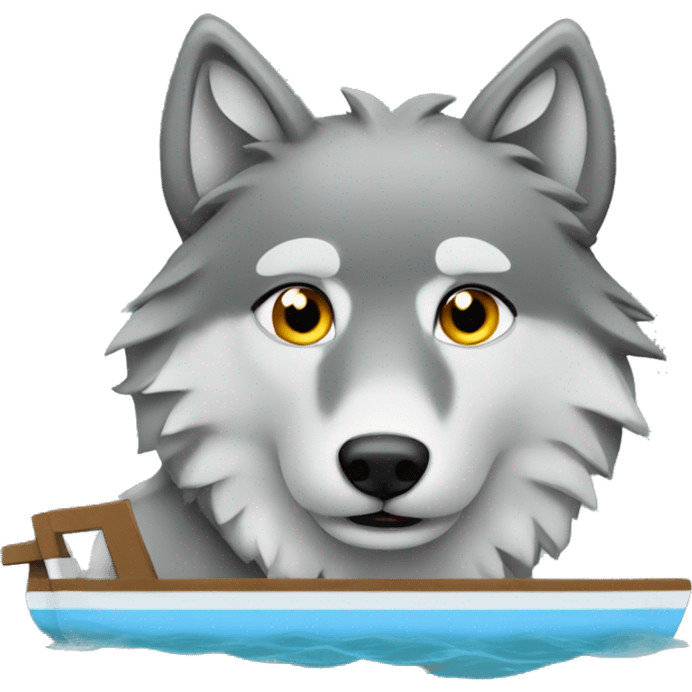 gray wolf in a pontoon emoji