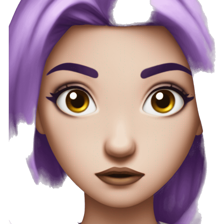 mad angry frown furled eyebrows jewel girl with purple gem hair emoji