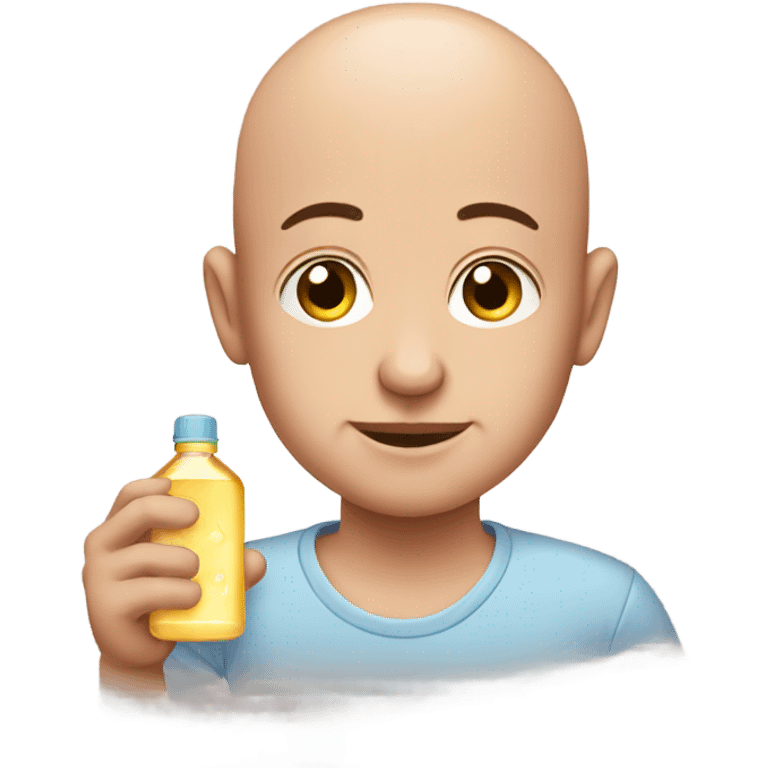 Bald man holding baby oil  emoji