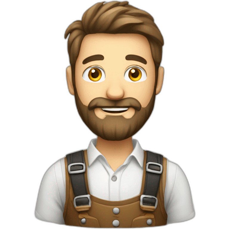 man with beard and lederhosen and laptop emoji