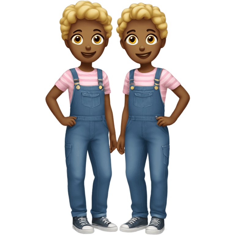 twins wearing overalls emoji