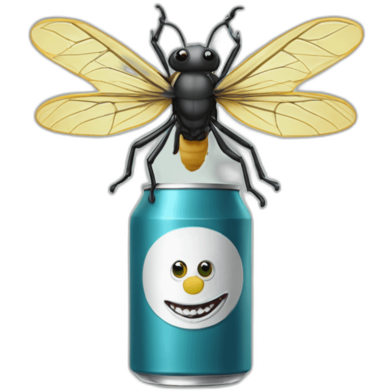 Une mouche sur une canette de monster emoji