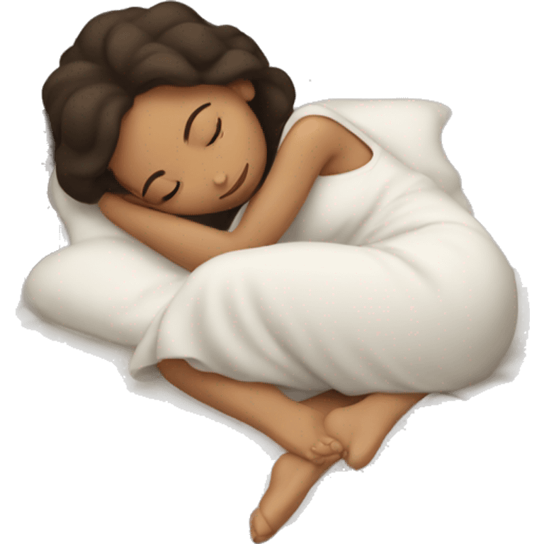 brunette girl sleeping cozy emoji